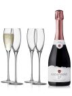 Rathfinny Estate Rosé 75cl & LSA Sparkling Wine Collection Flutes